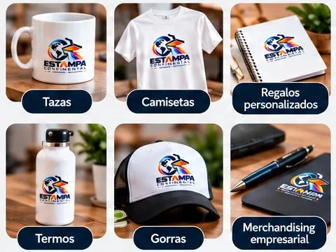 Ideas de productos con logo: tazas, camisetas, libretas, termos, gorras y merchandising empresarial
